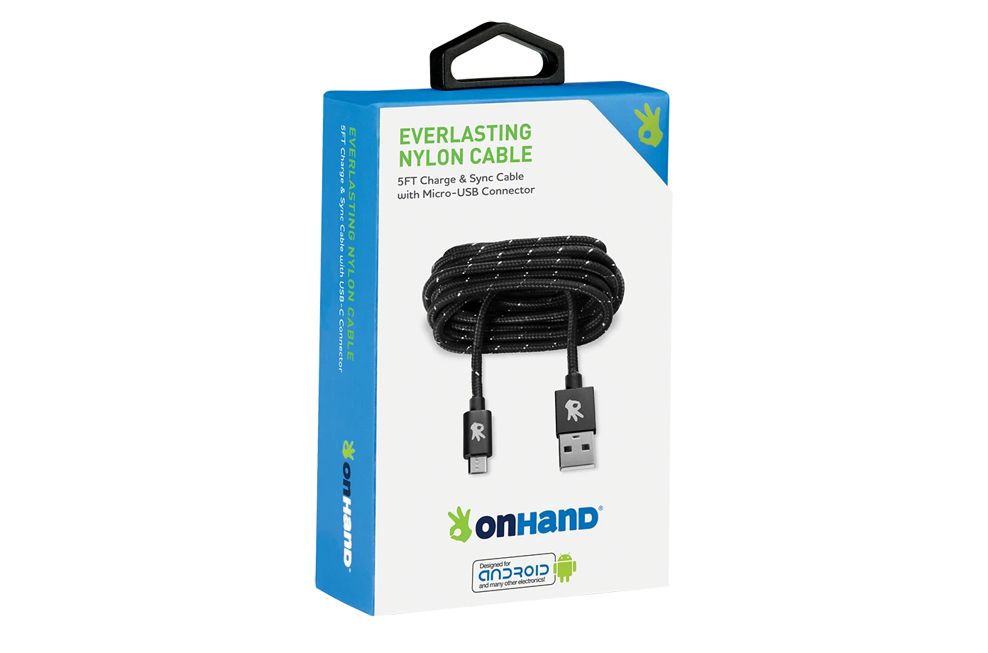 OnHand 5ft USB-A to Micro USB Cable Black