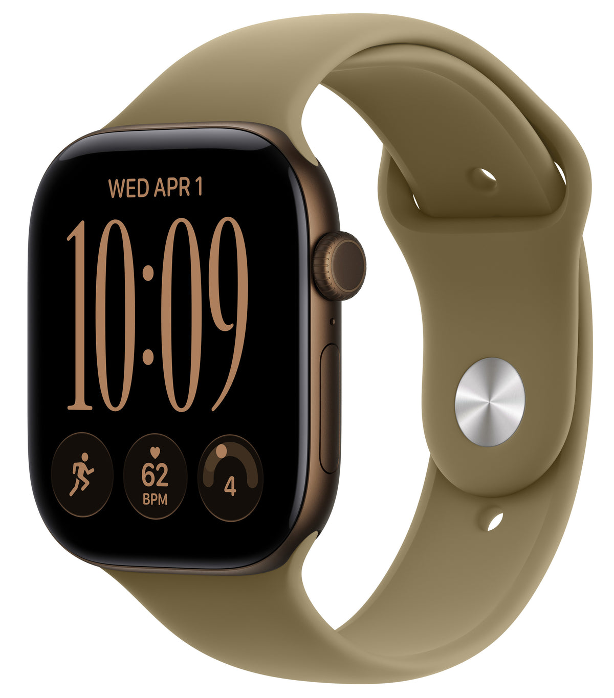 Apple Watch series 12 bronze on a white background