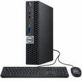 Dell micro computer with wired keyboard and mouse on white background