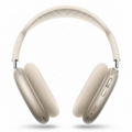 Beige over-ear headphones on a white background