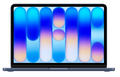 Laptop with a colorful display on a white background