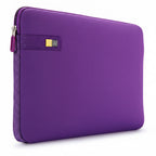 Purple laptop sleeve with a visible brand logo on a white background