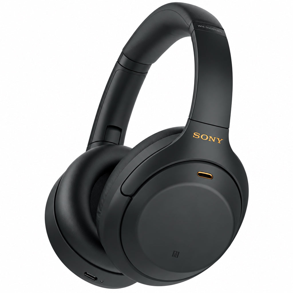 Sony wireless over ear headphones on white background
