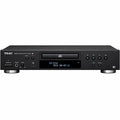 A black Teac CD player receiver with a digital display screen and multiple control buttons, shown against a plain white background.