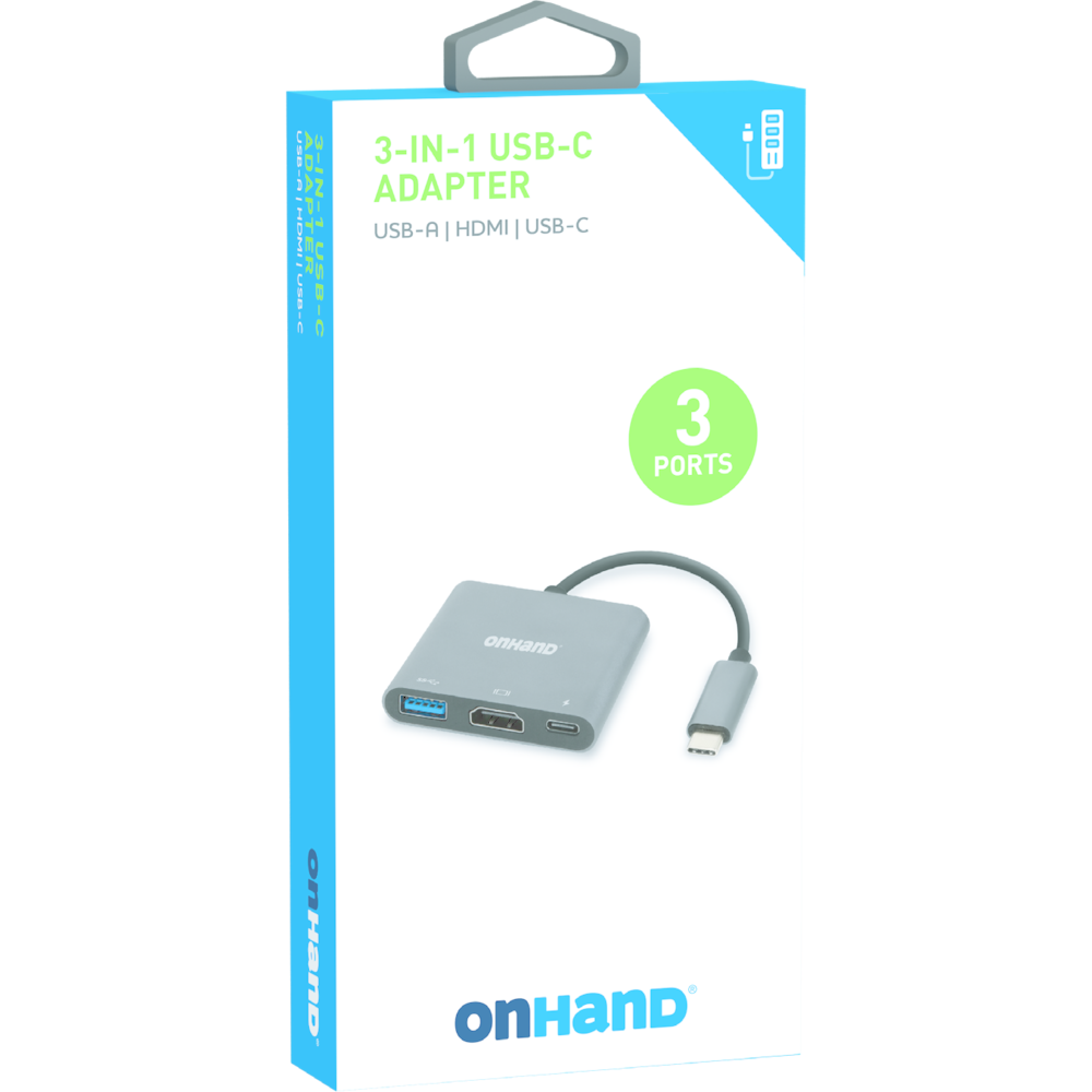 OnHand USB-C 3-in-1 Adapter Hub