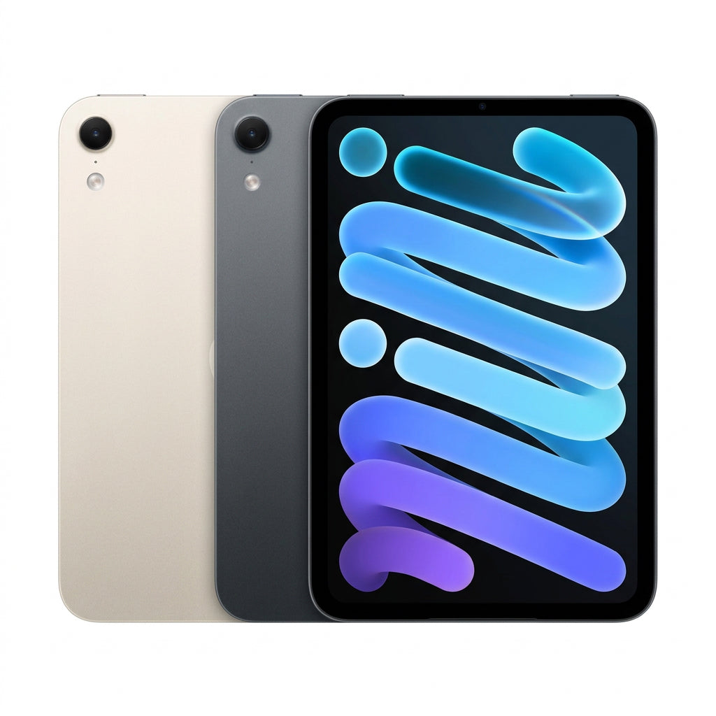 front and back of iPad mini midnight and starlight colors