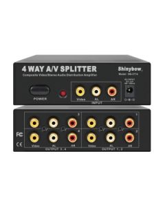 (REtech) Shinybow SB-3714 4 Way A/V Splitter Distribution Amplifier