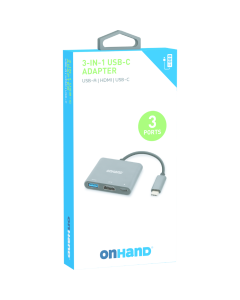 OnHand USB-C 3-in-1 Adapter Hub Silver